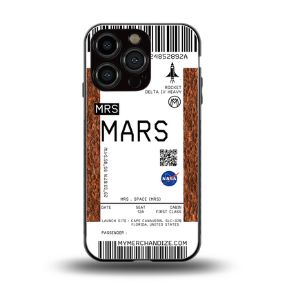 mars boarding pass ticket back phone cover | glass case for iphone 16 pro