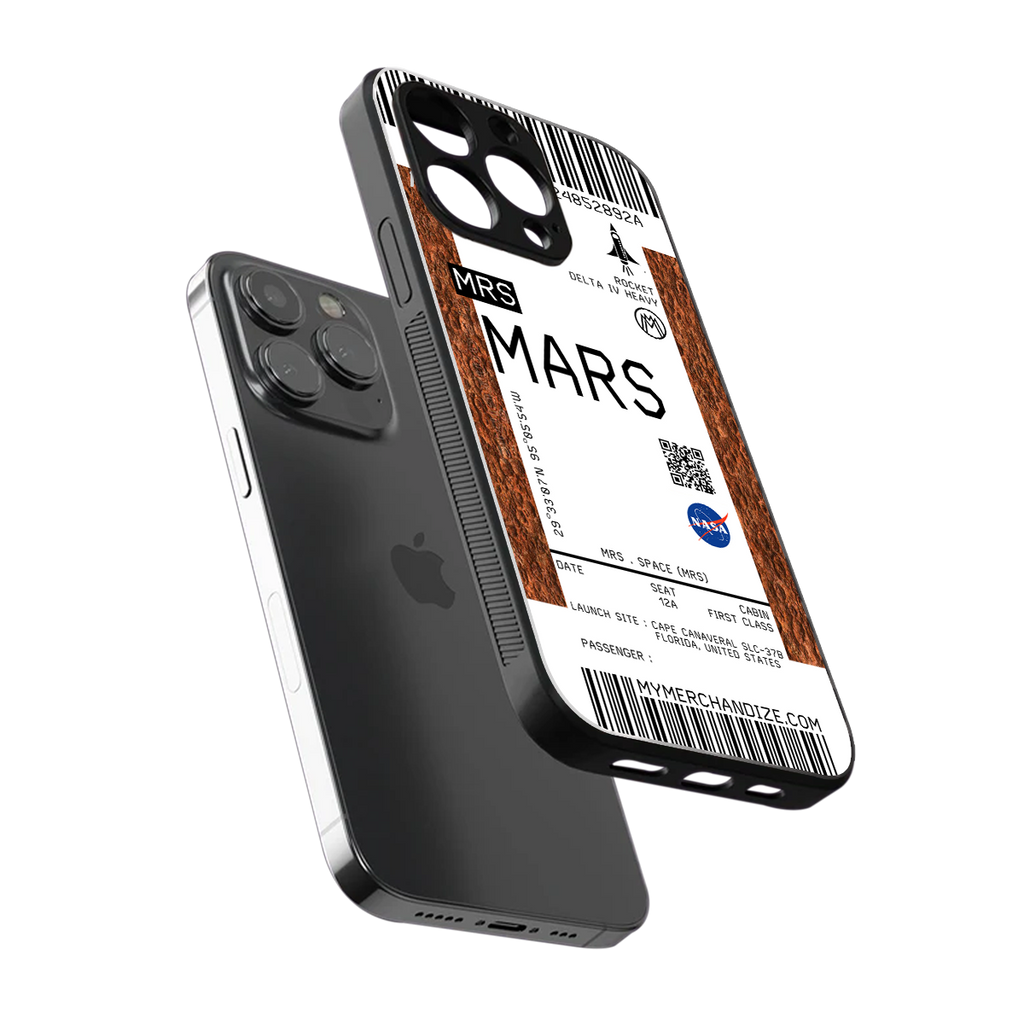 mars boarding pass ticket back phone cover | glass case for iphone 16 pro