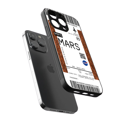 mars boarding pass ticket back phone cover | glass case for iphone 16 pro