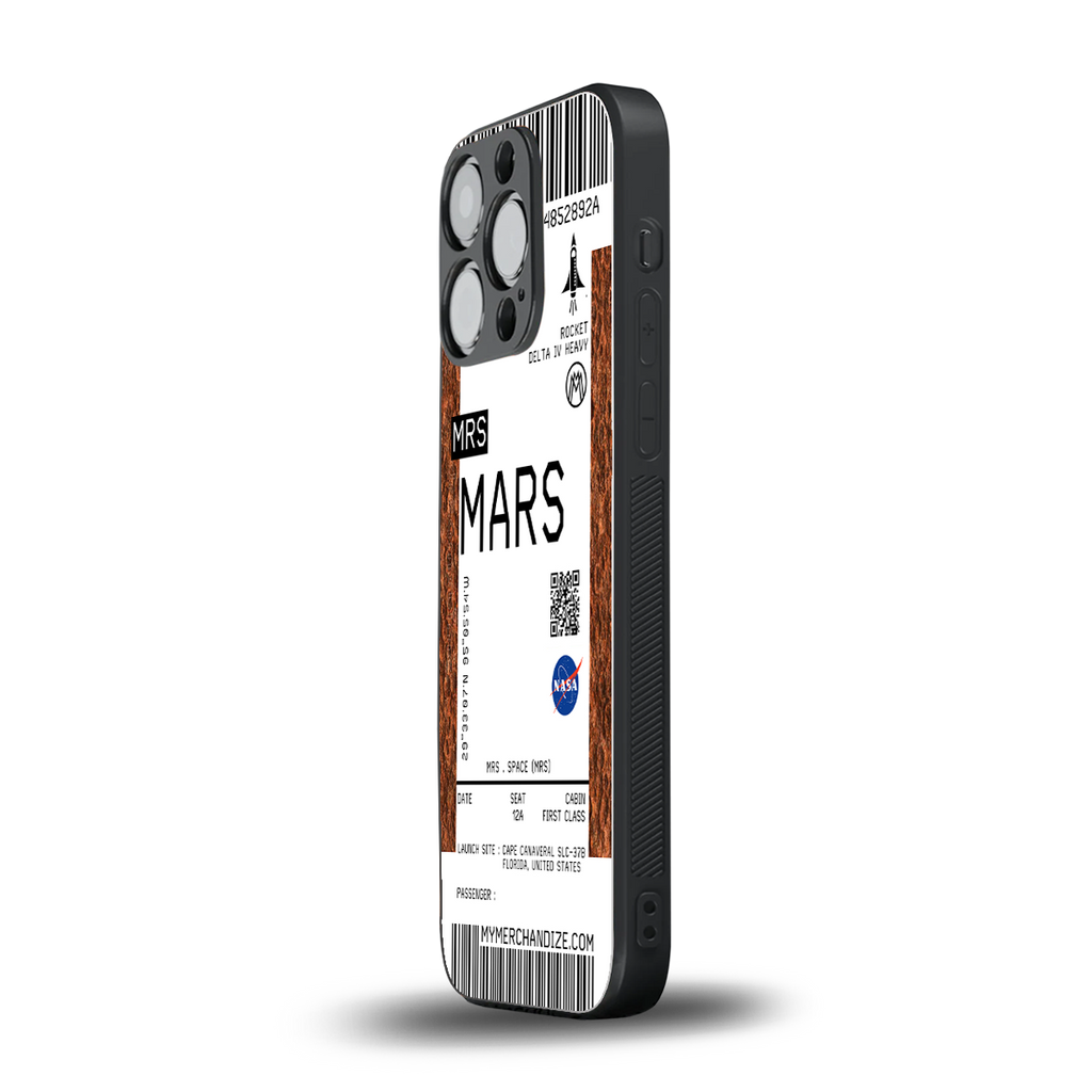 mars boarding pass ticket back phone cover | glass case for iphone 16 pro
