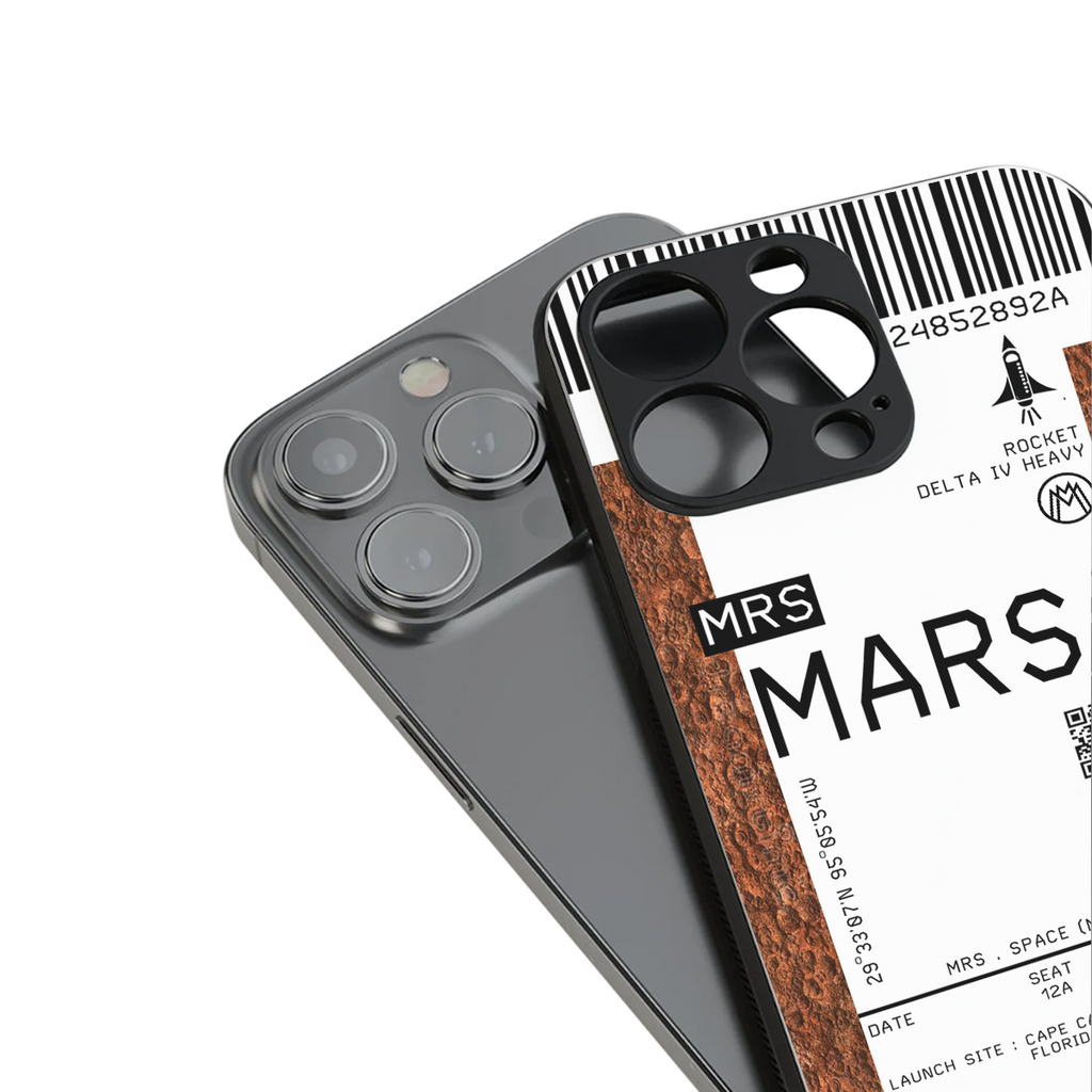 mars boarding pass ticket back phone cover | glass case for iphone 16 pro max