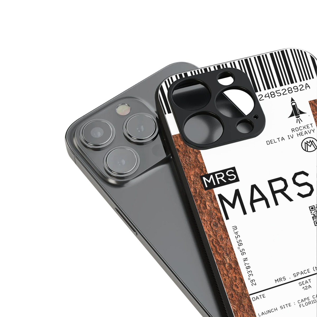 mars boarding pass ticket back phone cover | glass case for iphone 16 pro