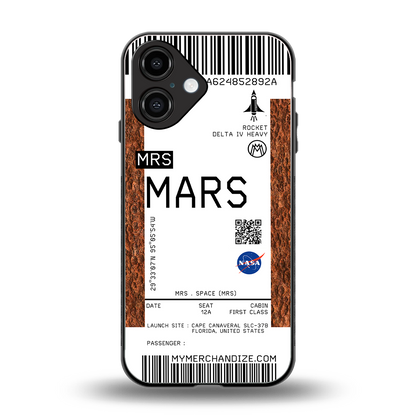 mars boarding pass ticket back phone cover | glass case for iphone 16