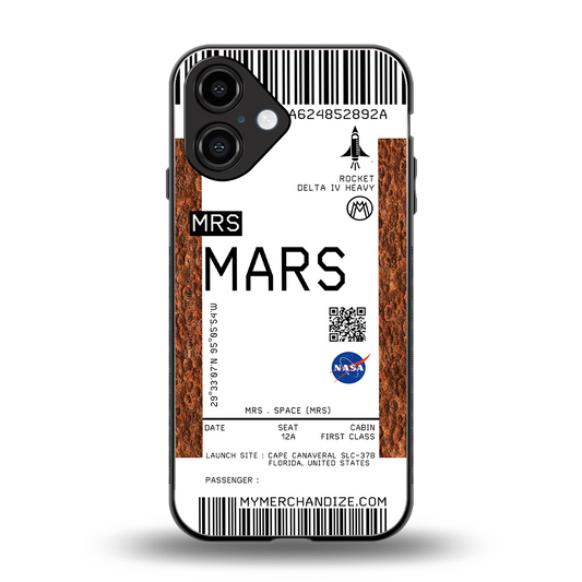 mars boarding pass ticket back phone cover | glass case for iphone 16