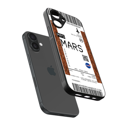 mars boarding pass ticket back phone cover | glass case for iphone 16