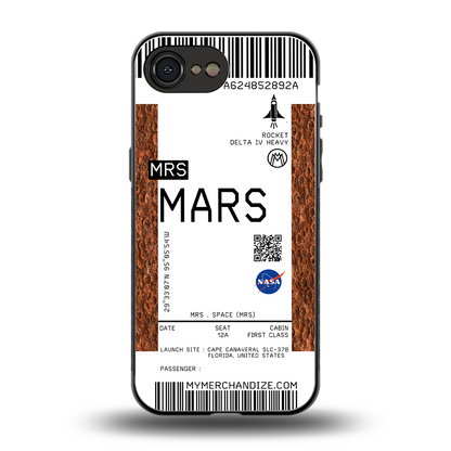 mars boarding pass ticket back phone cover | glass case for iphone 16e