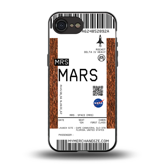 mars boarding pass ticket back phone cover | glass case for iphone 16e
