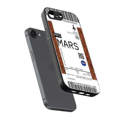 mars boarding pass ticket back phone cover | glass case for iphone 16e