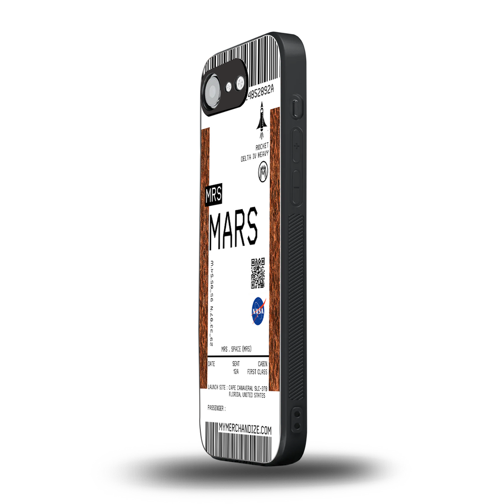 mars boarding pass ticket back phone cover | glass case for iphone 16e