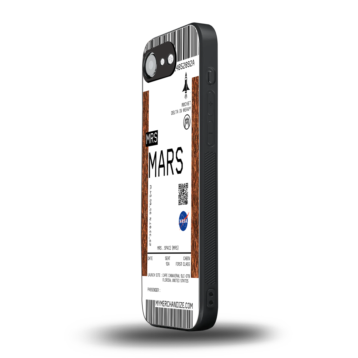 mars boarding pass ticket back phone cover | glass case for iphone 16e