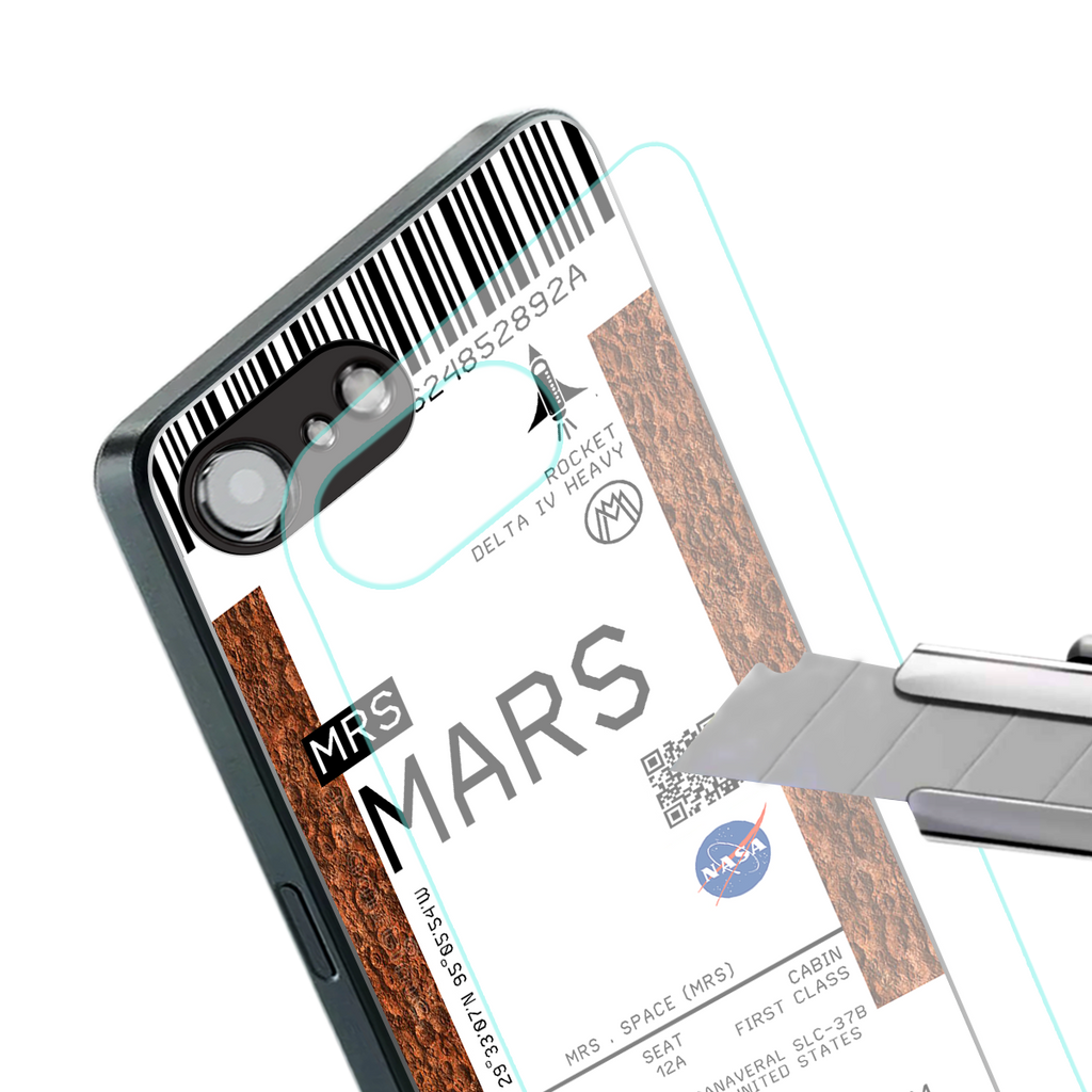 mars boarding pass ticket back phone cover | glass case for iphone 16e