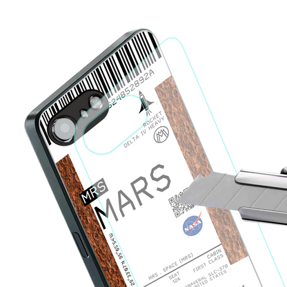 mars boarding pass ticket back phone cover | glass case for iphone 16e