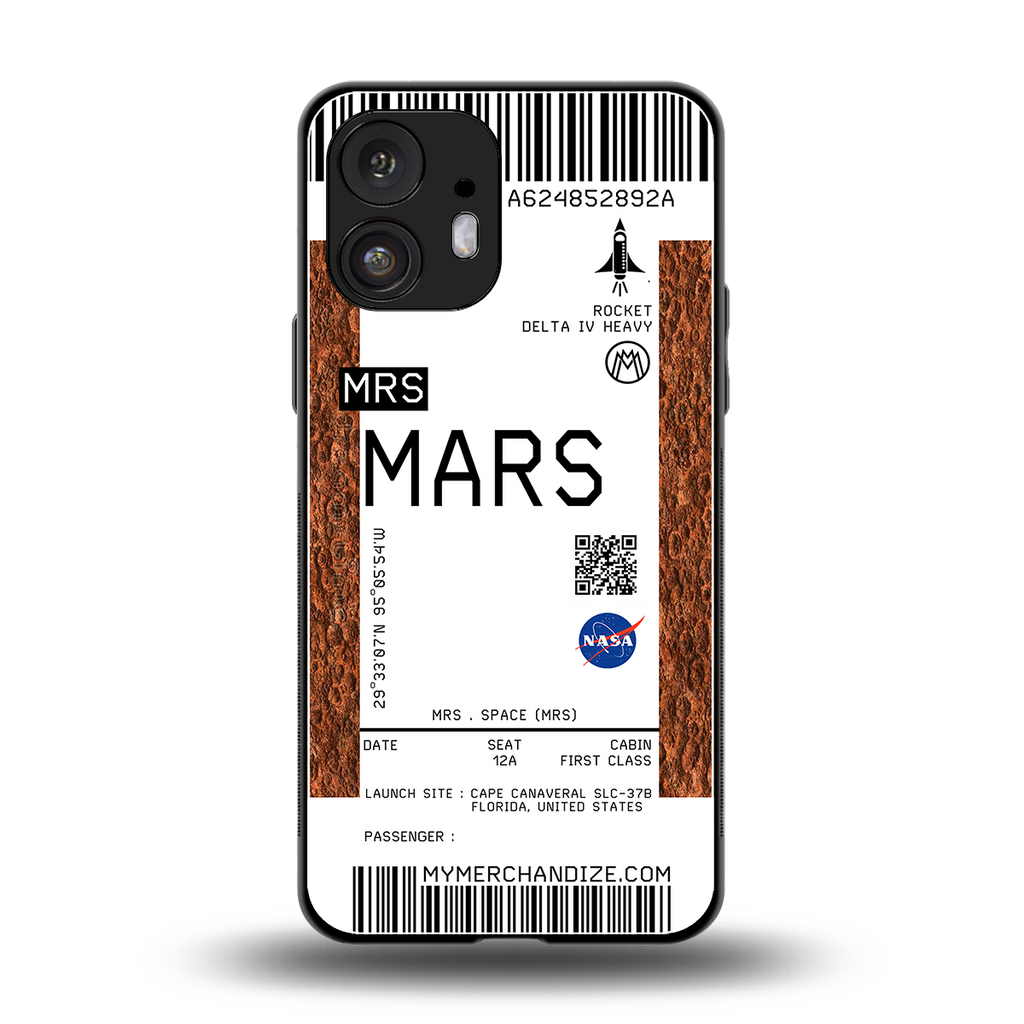 mars boarding pass ticket back phone cover | glass case for nothing phone 2