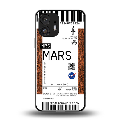 mars boarding pass ticket back phone cover | glass case for nothing phone 2