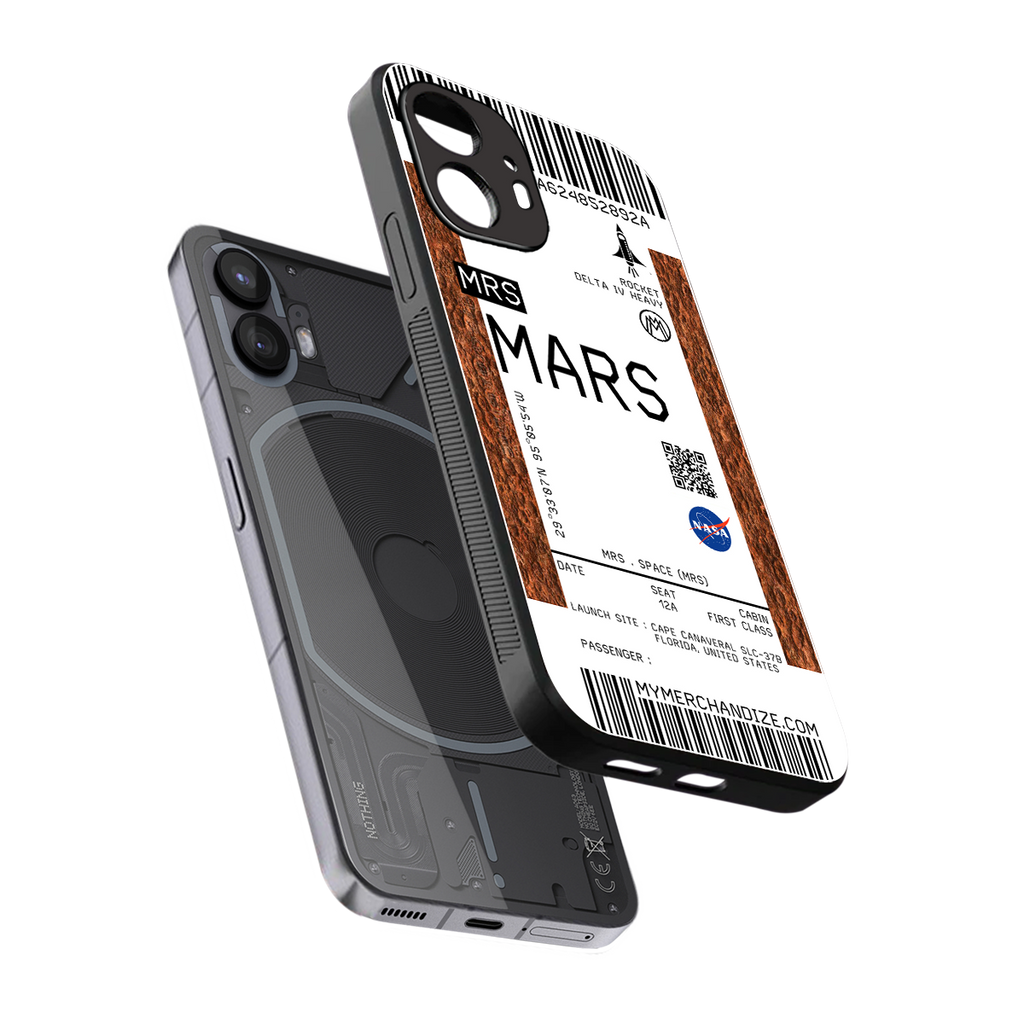 mars boarding pass ticket back phone cover | glass case for nothing phone 2