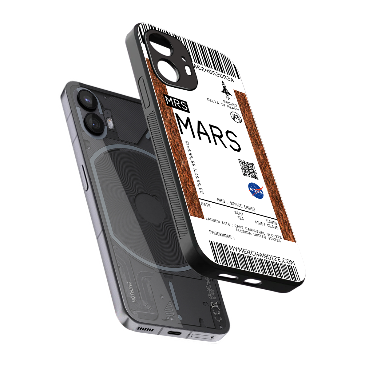 mars boarding pass ticket back phone cover | glass case for nothing phone 2