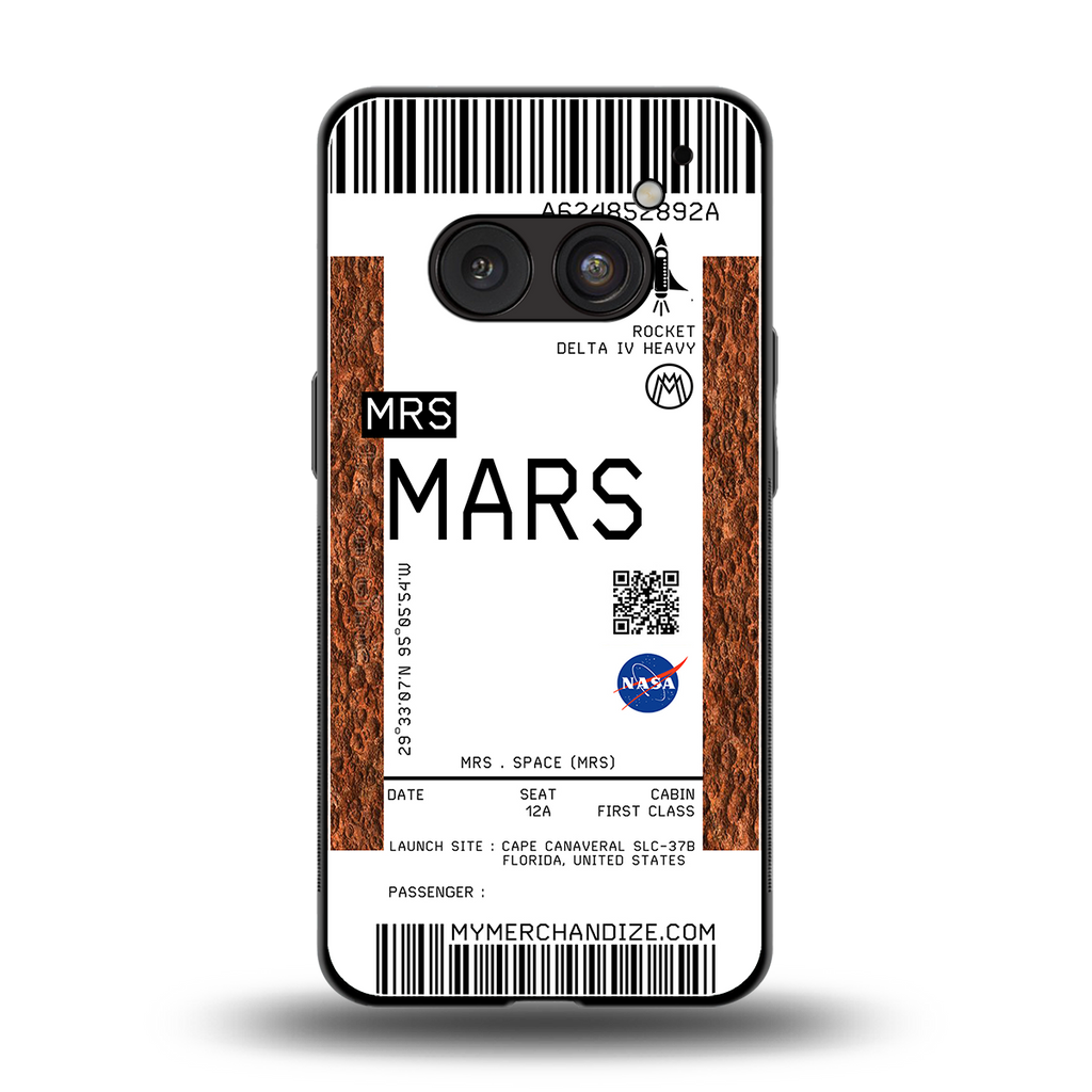 mars boarding pass ticket back phone cover | glass case for nothing phone 2a