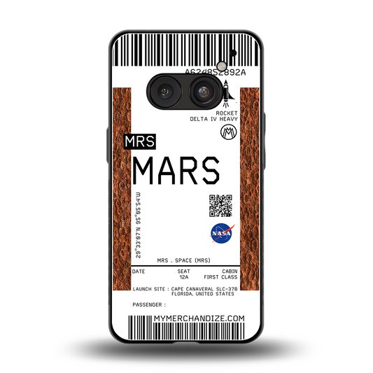 mars boarding pass ticket back phone cover | glass case for nothing phone 2a