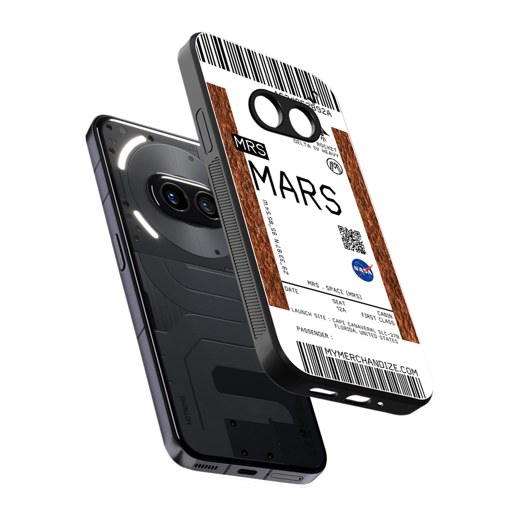 mars boarding pass ticket back phone cover | glass case for nothing phone 2a