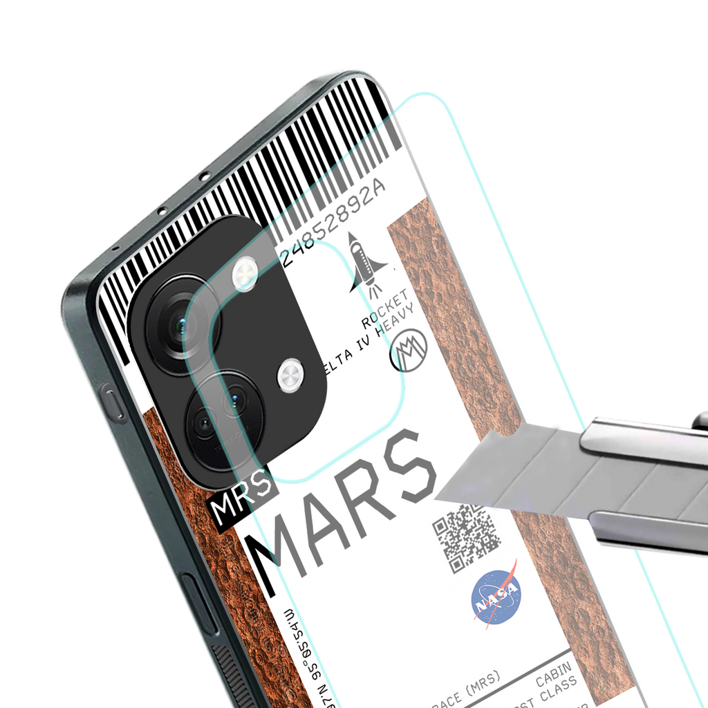 mars boarding pass ticket back phone cover | glass case for oneplus nord 3