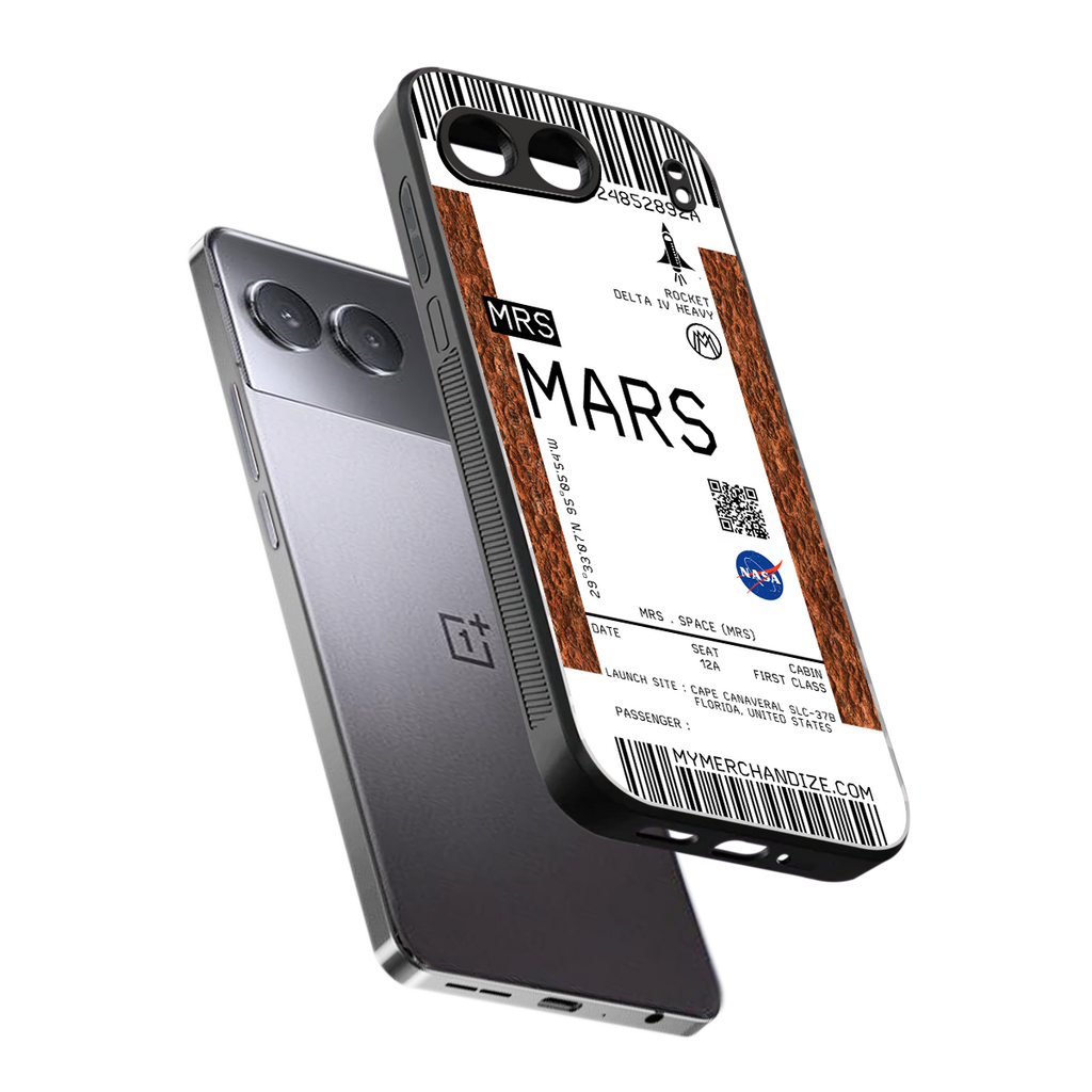 mars boarding pass ticket back phone cover | glass case for oneplus nord 4