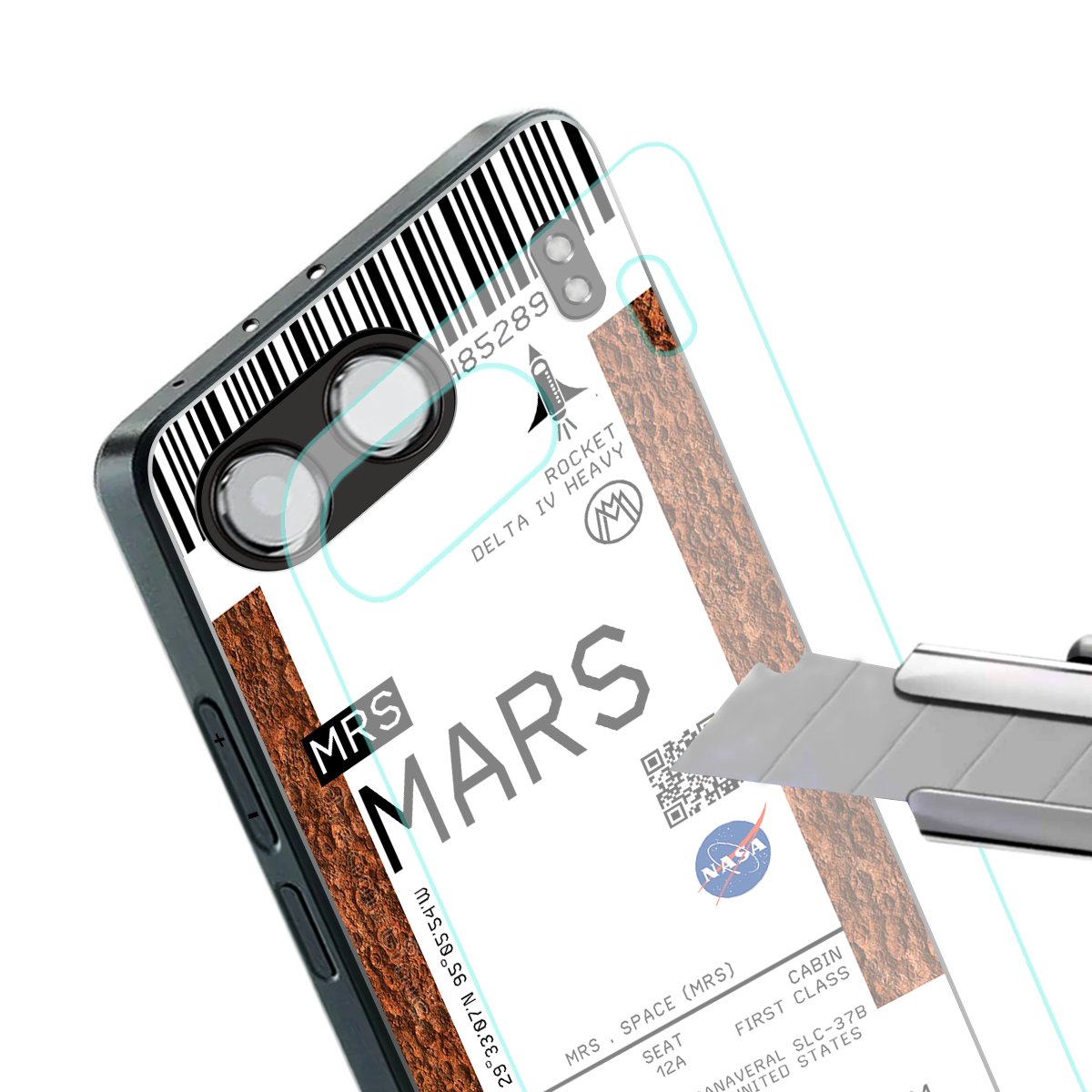 mars boarding pass ticket back phone cover | glass case for oneplus nord 4