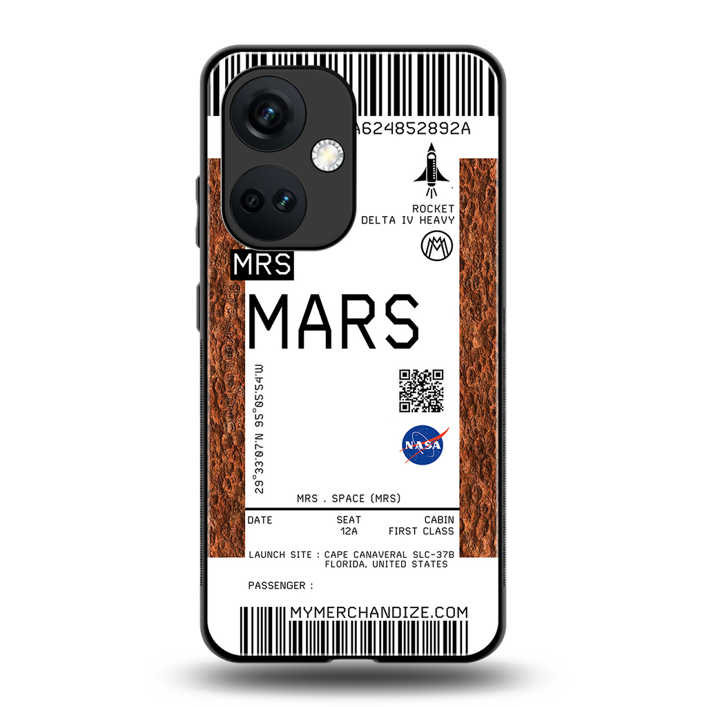 mars boarding pass ticket back phone cover | glass case for oneplus nord ce 3