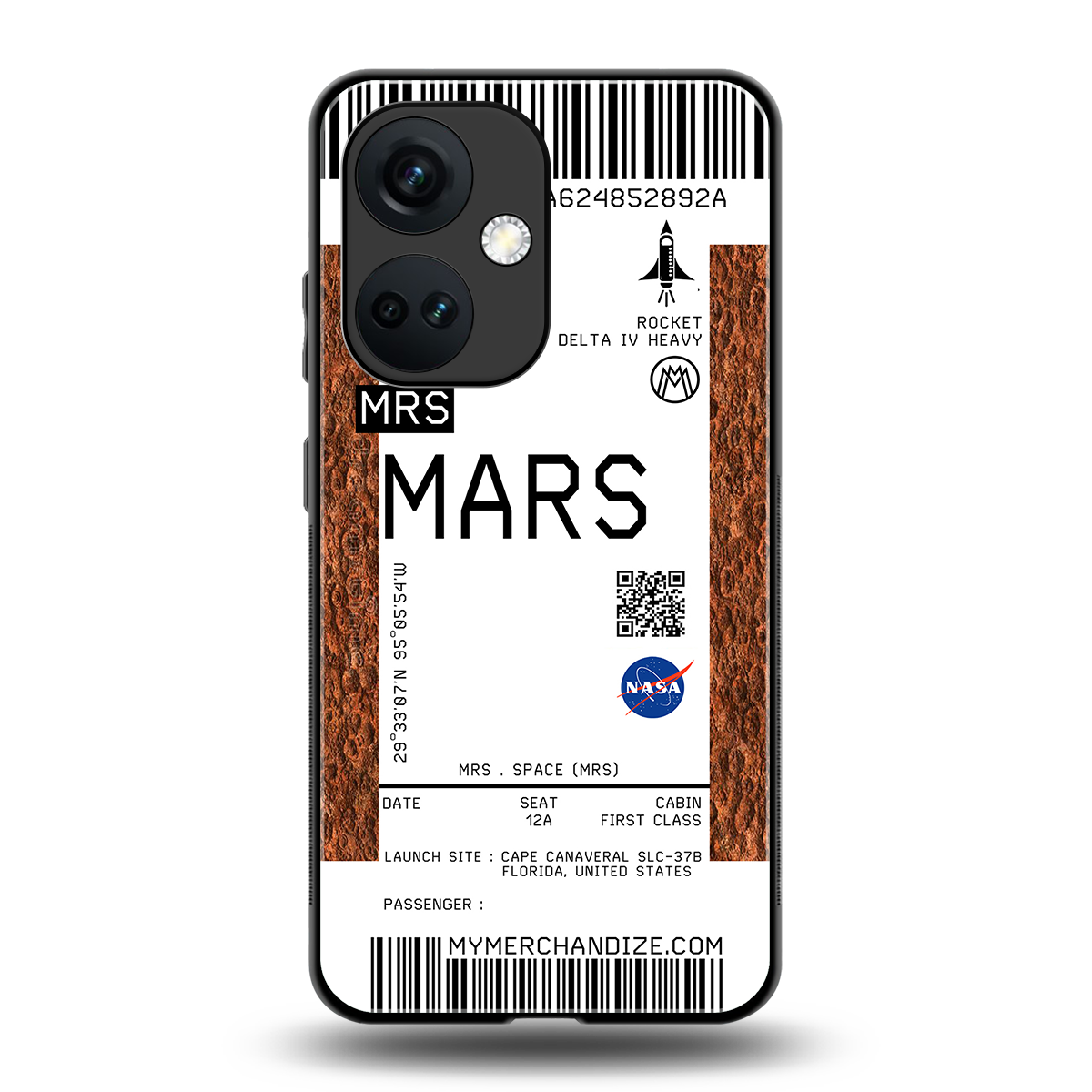 mars boarding pass ticket back phone cover | glass case for oneplus nord ce 3