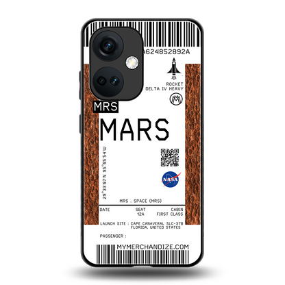 mars boarding pass ticket back phone cover | glass case for oneplus nord ce 3