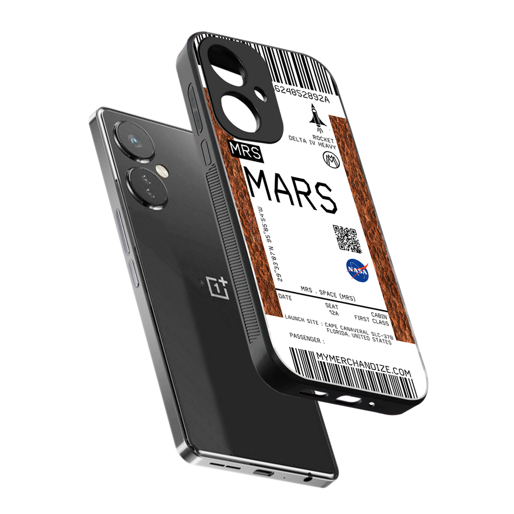 mars boarding pass ticket back phone cover | glass case for oneplus nord ce 3