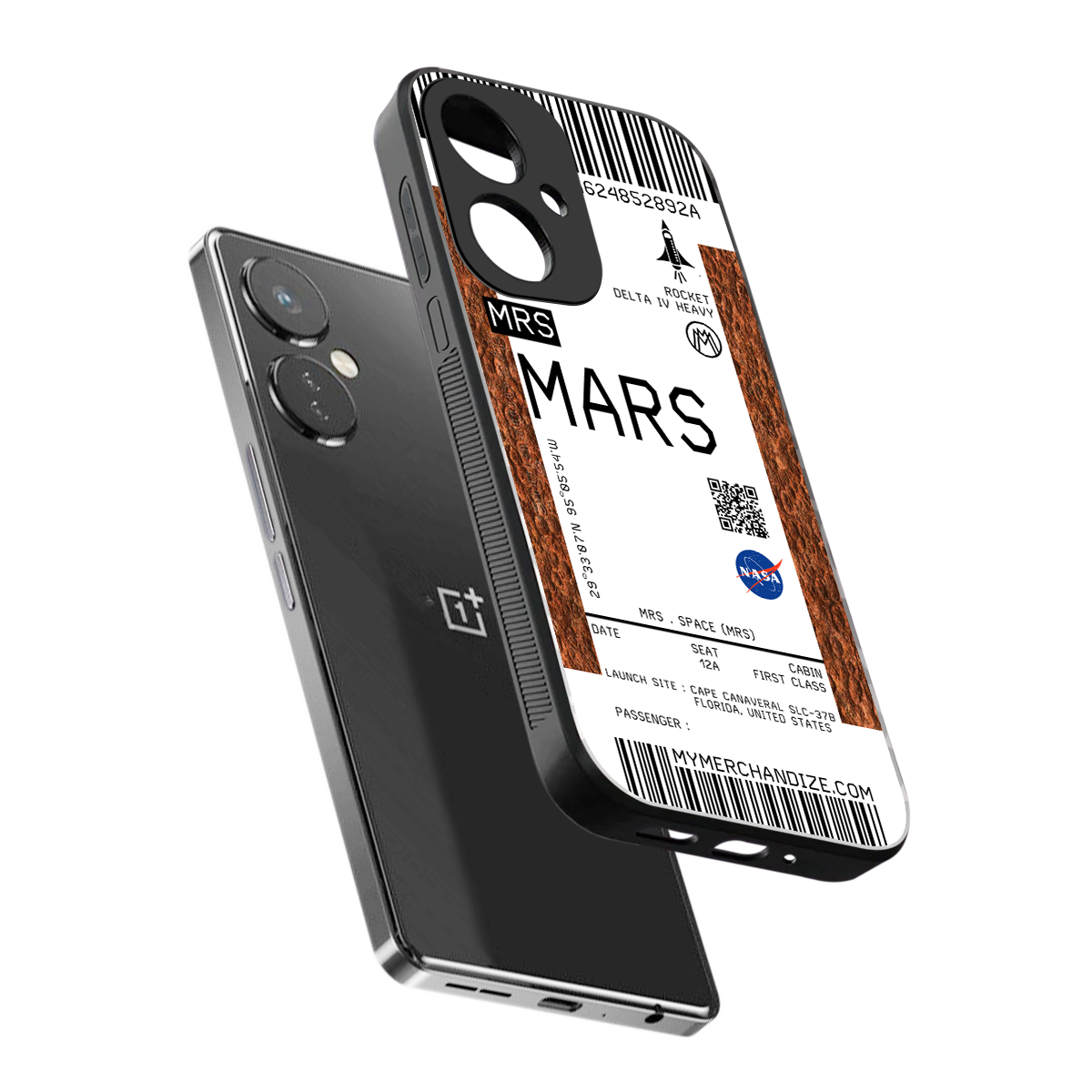 mars boarding pass ticket back phone cover | glass case for oneplus nord ce 3