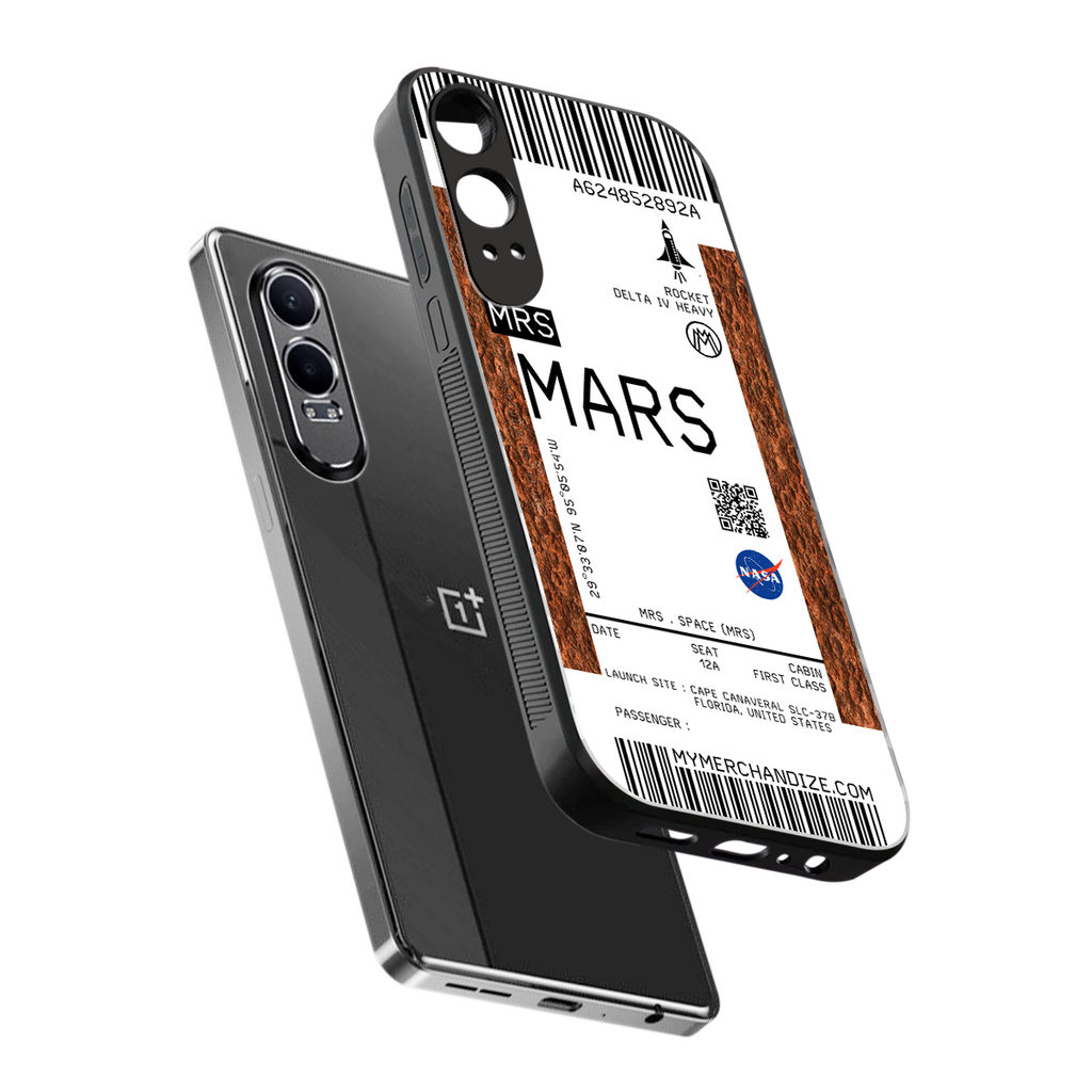 mars boarding pass ticket back phone cover | glass case for oneplus nord ce 4 lite