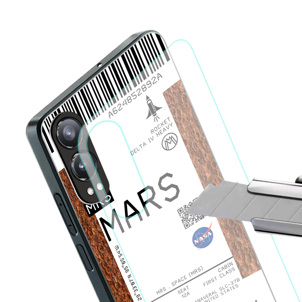 mars boarding pass ticket back phone cover | glass case for oneplus nord ce 4 lite