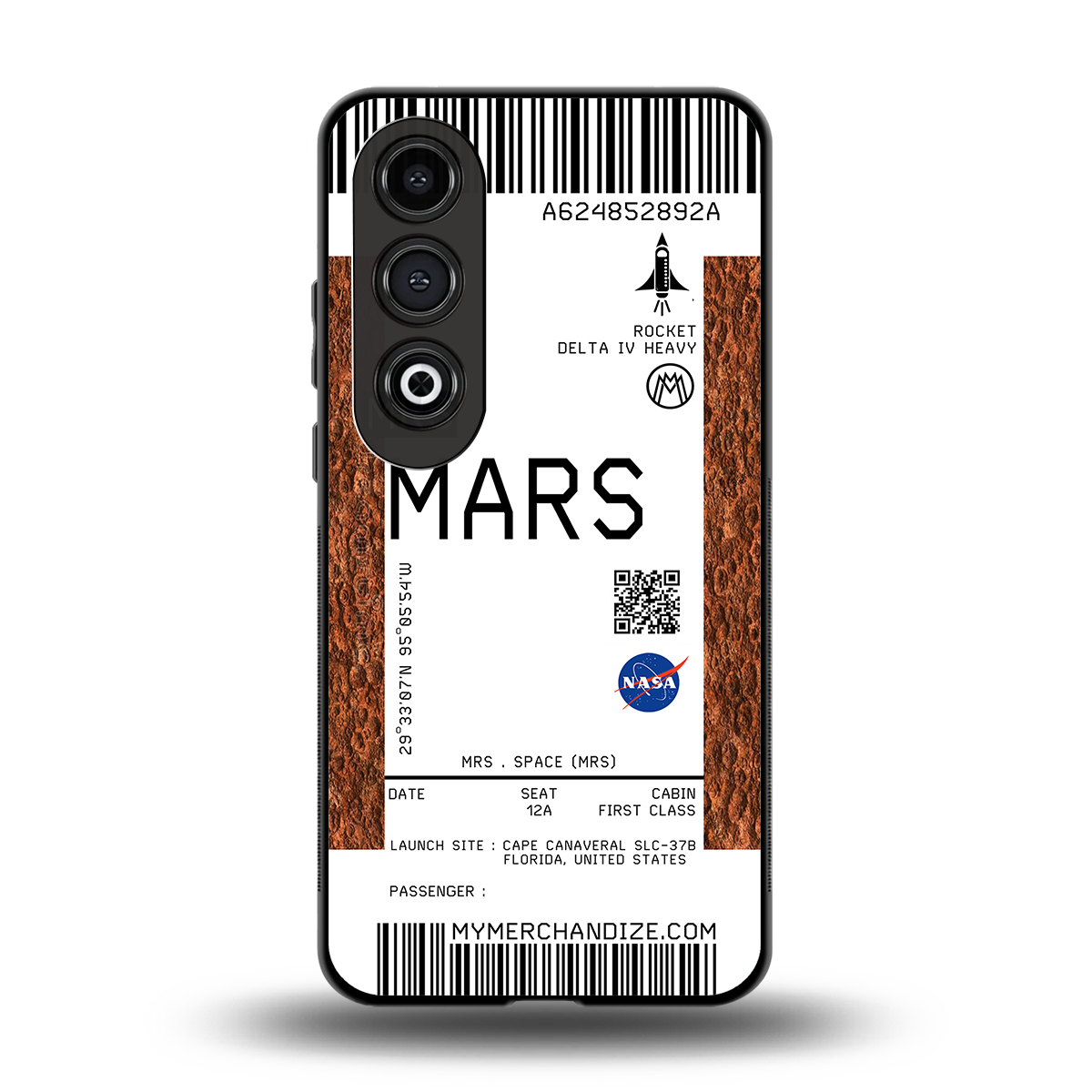 mars boarding pass ticket back phone cover | glass case for oneplus nord ce 4