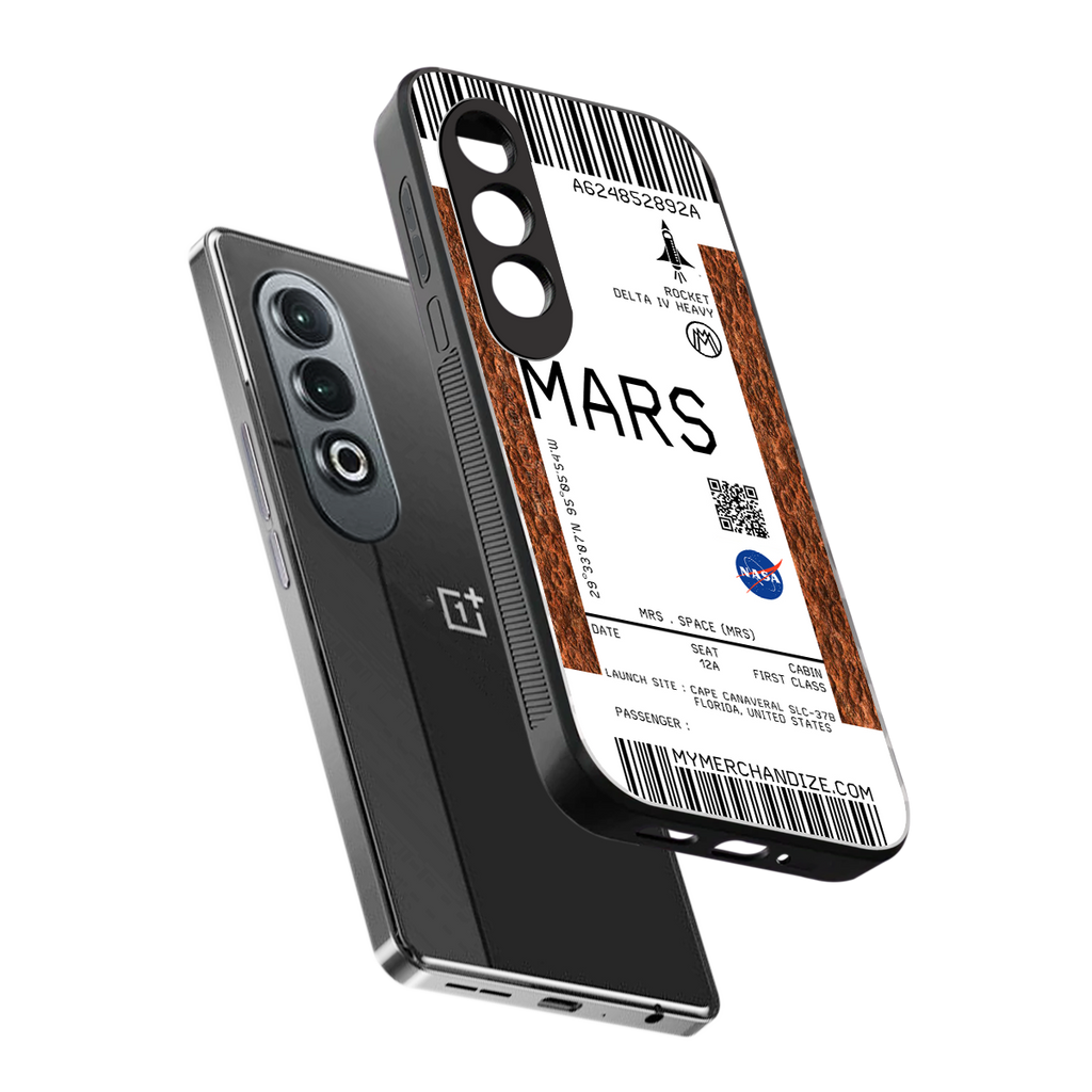 mars boarding pass ticket back phone cover | glass case for oneplus nord ce 4