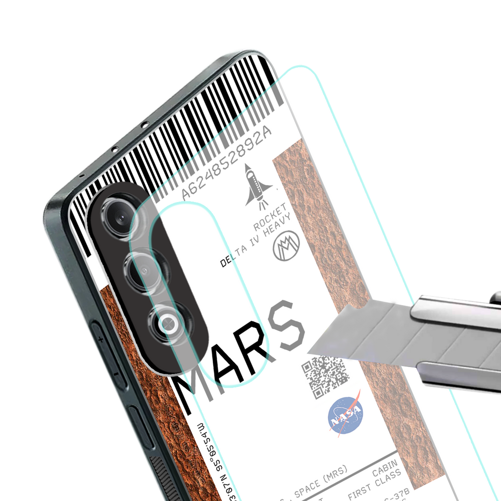mars boarding pass ticket back phone cover | glass case for oneplus nord ce 4