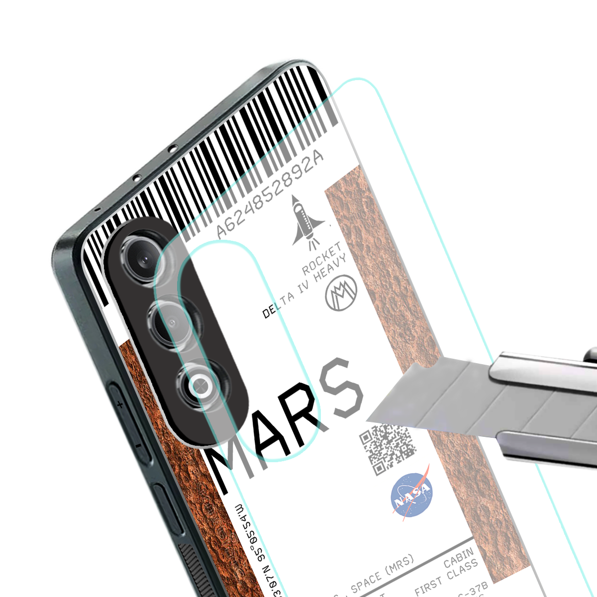 mars boarding pass ticket back phone cover | glass case for oneplus nord ce 4