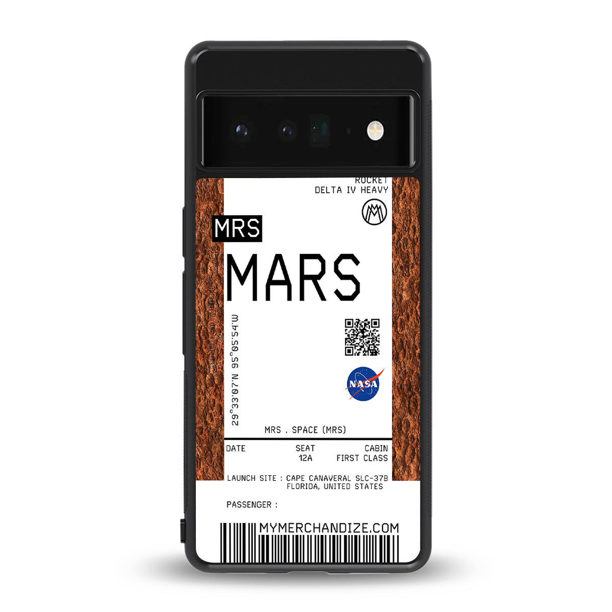 mars boarding pass ticket back phone cover | glass case for google pixel 6 pro