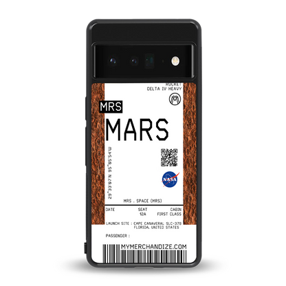 mars boarding pass ticket back phone cover | glass case for google pixel 6 pro