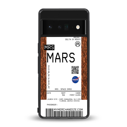 mars boarding pass ticket back phone cover | glass case for google pixel 6 pro