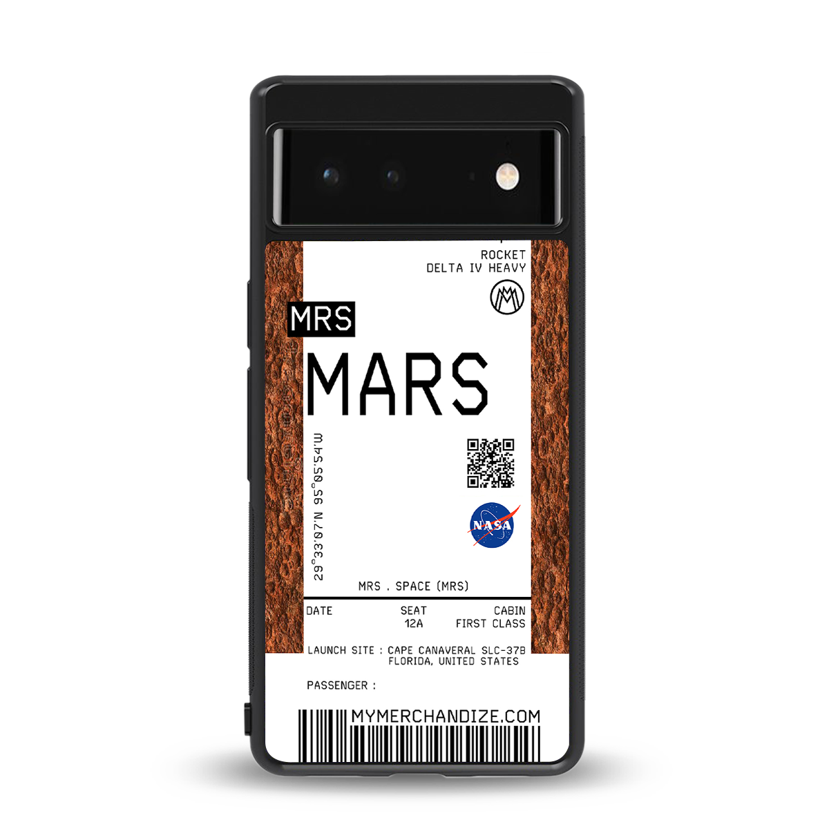 mars boarding pass ticket back phone cover | glass case for google pixel 6