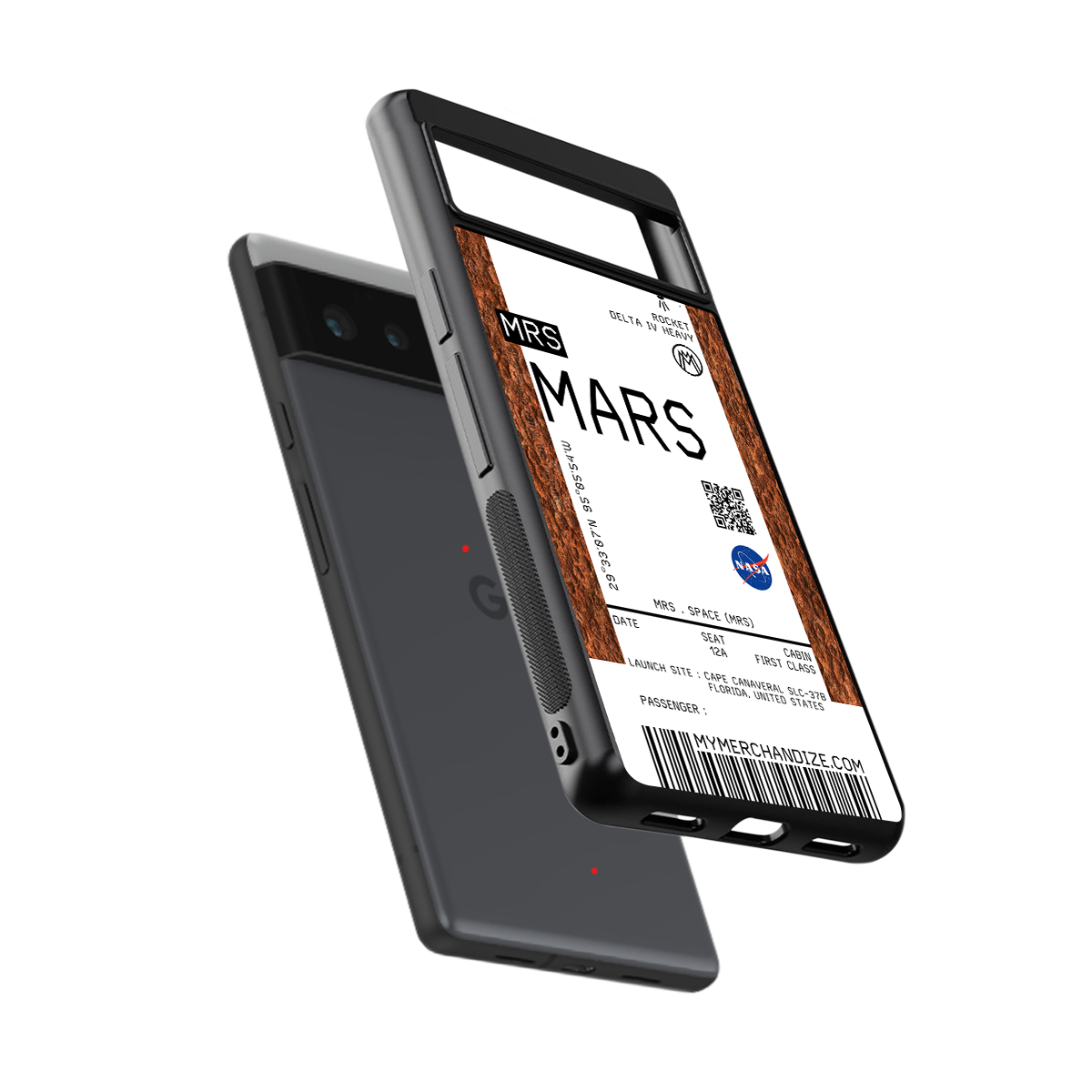 mars boarding pass ticket back phone cover | glass case for google pixel 6
