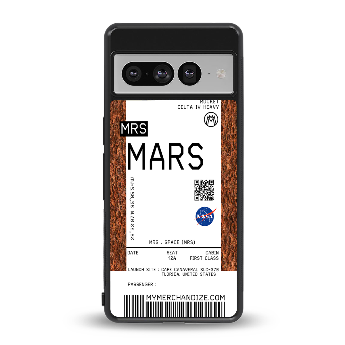 mars boarding pass ticket back phone cover | glass case for google pixel 7 pro
