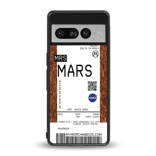 mars boarding pass ticket back phone cover | glass case for google pixel 7 pro