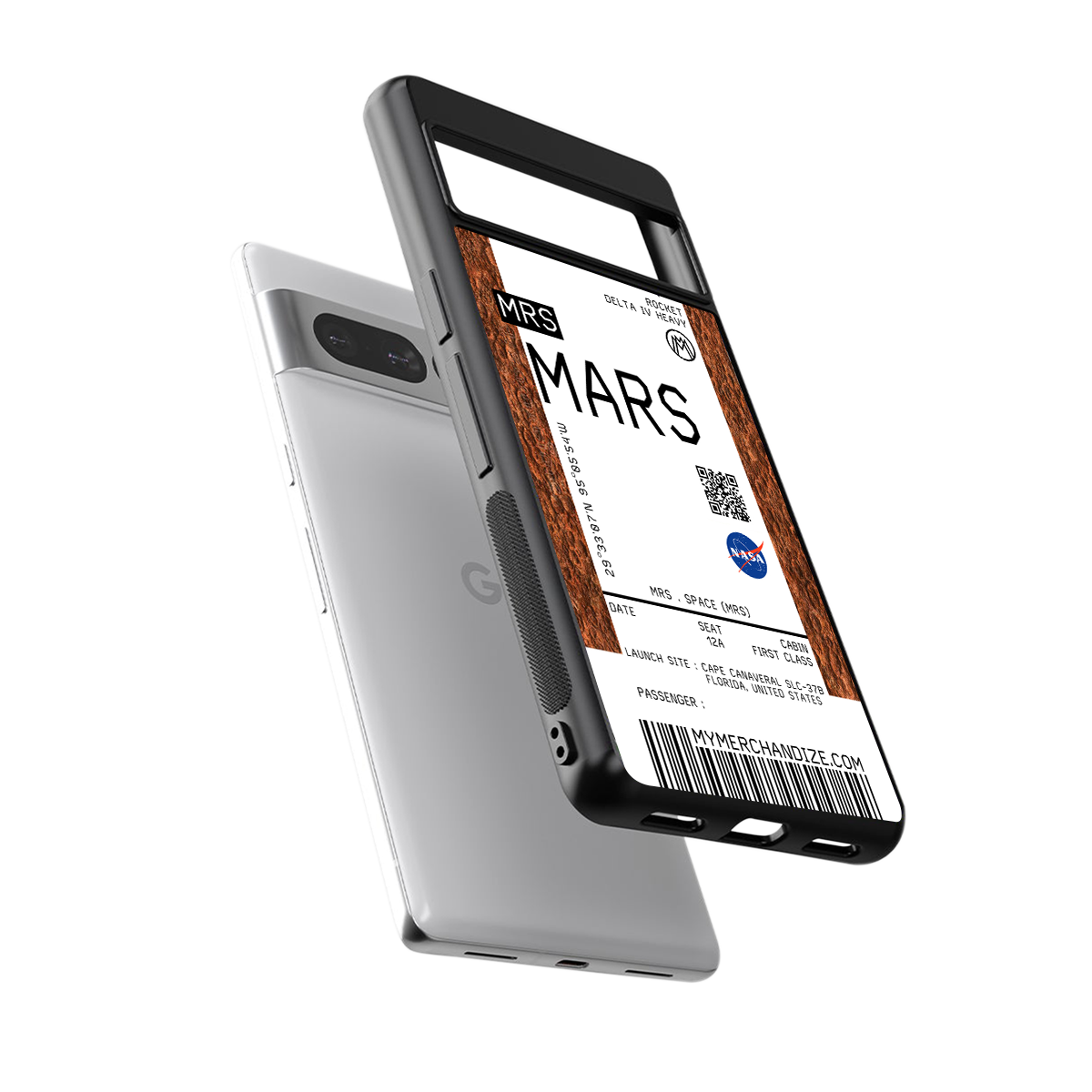 mars boarding pass ticket back phone cover | glass case for google pixel 7 pro