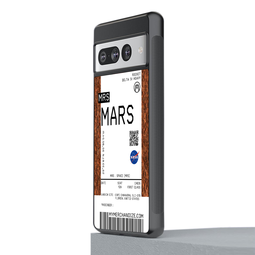 mars boarding pass ticket back phone cover | glass case for google pixel 7 pro