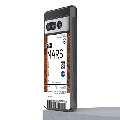 mars boarding pass ticket back phone cover | glass case for google pixel 7 pro
