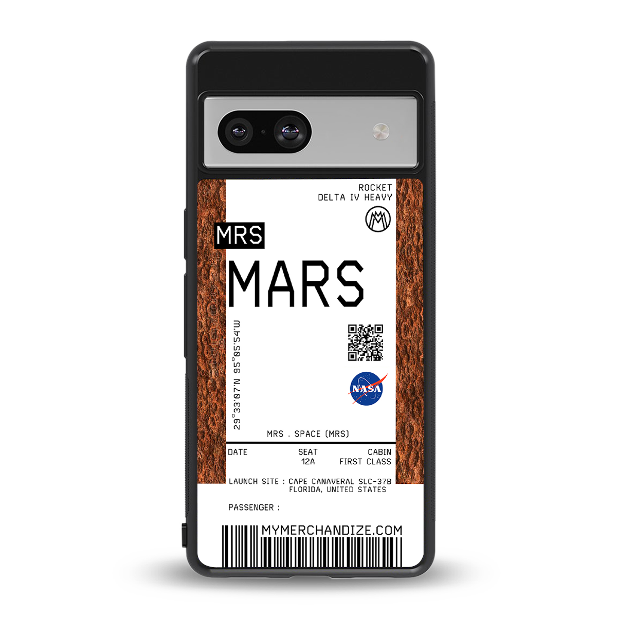 mars boarding pass ticket back phone cover | glass case for Google Pixel 7A