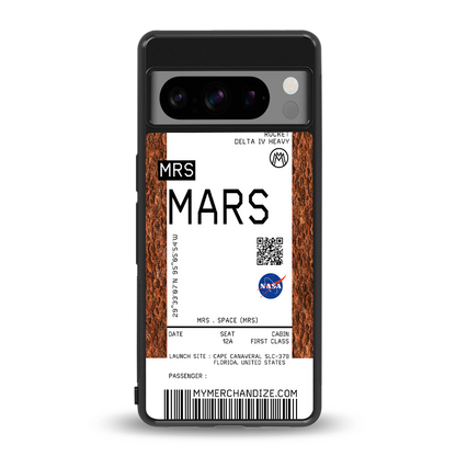 mars boarding pass ticket back phone cover | glass case for google pixel 8 pro