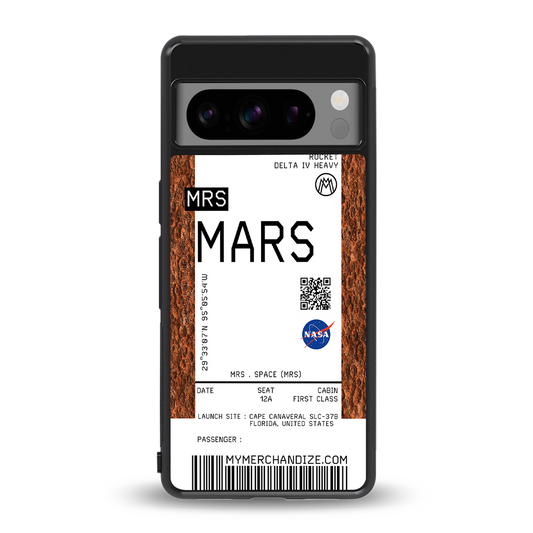 mars boarding pass ticket back phone cover | glass case for google pixel 8 pro